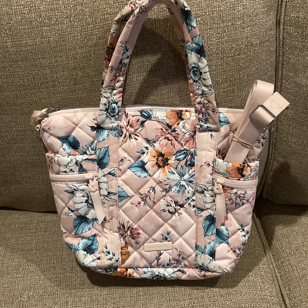Vera Bradley Shoulder Bag Peach Blossom Bouquet With crossbody tote Pink